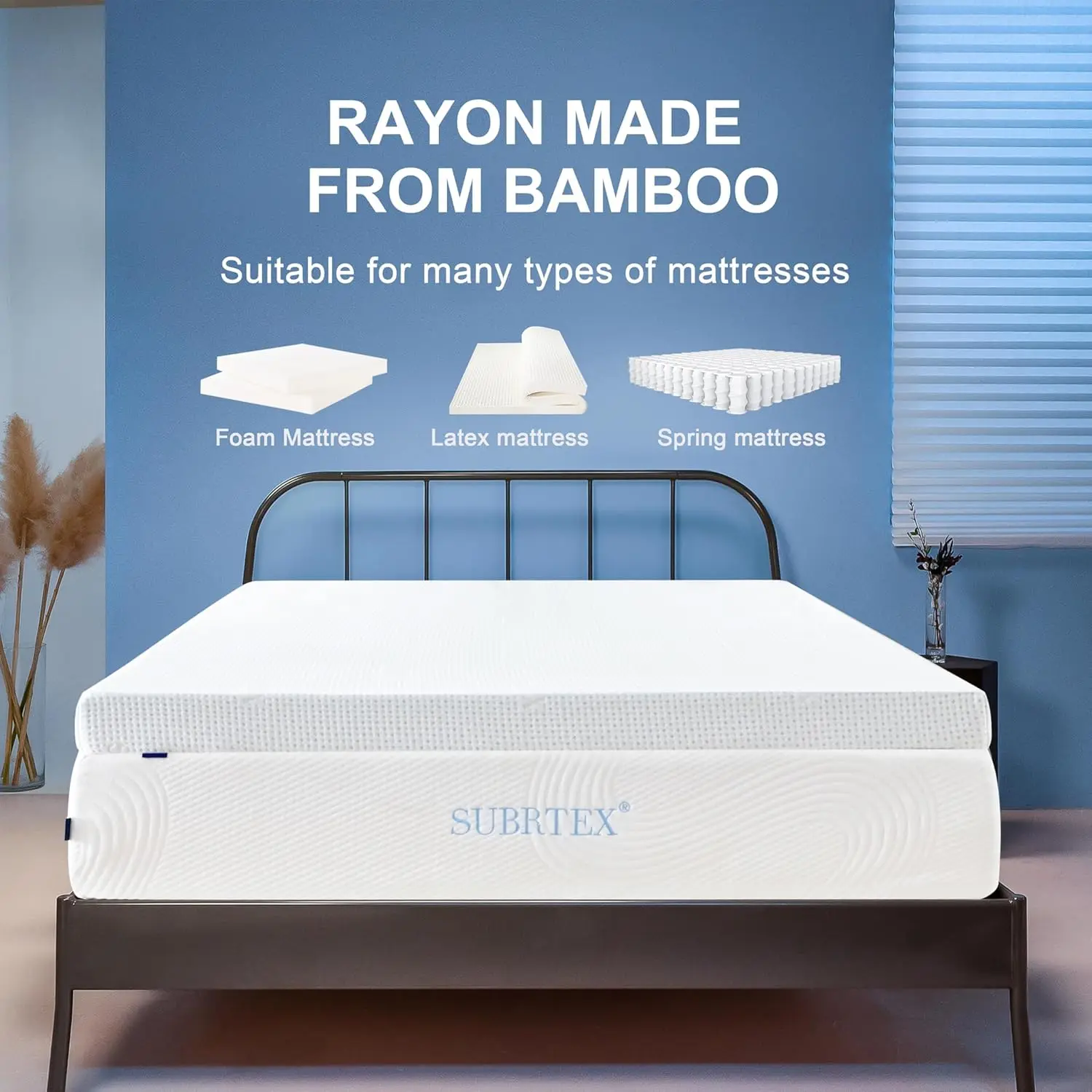Subrtex 3 Inch Mattress Topper Cover (Only Cover) Mattress Topper Protector Bedding Rayon Made From Bamboo Removable Mattress
Subrtex 3 Inch Mattress Topper Cover (Only Cover) Mattress Topper Protector Bedding Rayon Made From Bamboo Removable Mattress