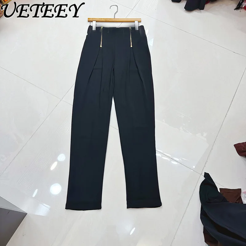 Винтажные черные брюки прямого кроя с молнией, коллекция Весна 2026, новые, с высокой талией, утягивающие, черные, повседневные джоггеры для женщин
Винтажные черные брюки прямого кроя с молнией, коллекция Весна 2026, новые, с высокой талией, утягивающие, черные, повседневные джоггеры для женщин