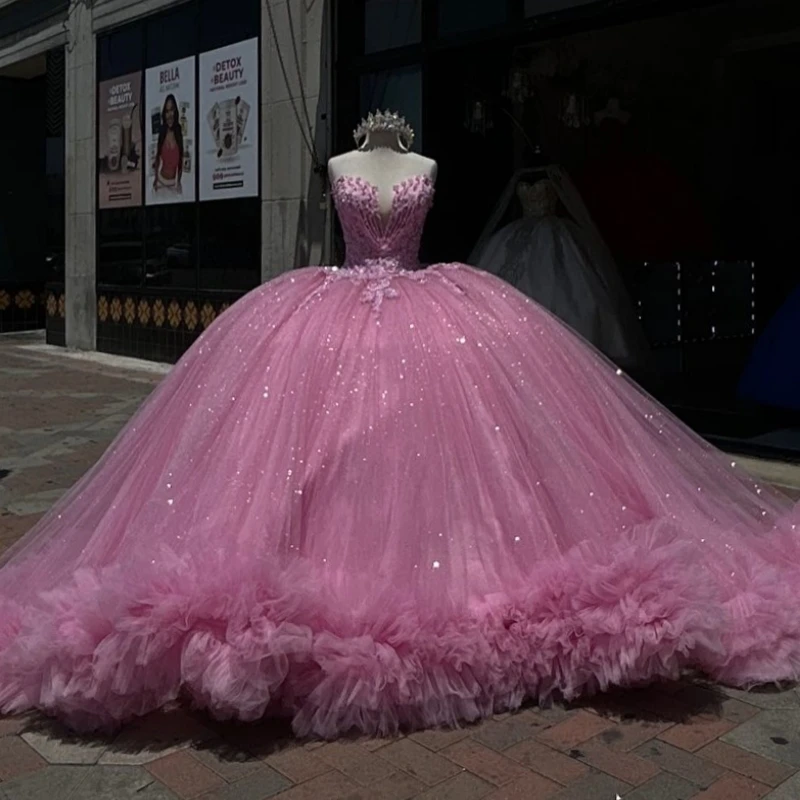 Розовые платья Quinceanera с открытыми плечами и аппликацией из бисера, многоуровневое тюлевое платье для вечеринки, дня рождения, милое платье 16, Vestidos De 15 Anos
Розовые платья Quinceanera с открытыми плечами и аппликацией из бисера, многоуровневое тюлевое платье для вечеринки, дня рождения, милое платье 16, Vestidos De 15 Anos