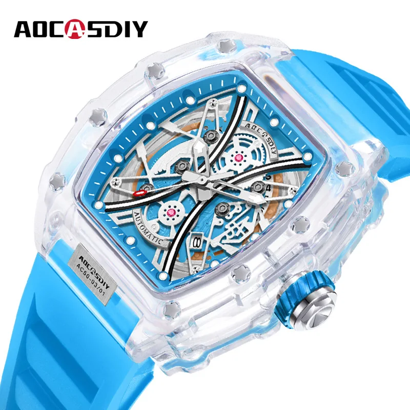 Прозрачные силиконовые часы Tonneau для мужчин — светится в темноте и воде, модные
Прозрачные силиконовые часы Tonneau для мужчин — светится в темноте и воде, модные