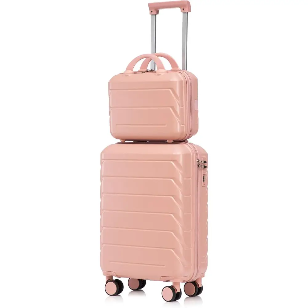 2-Piece Luggage Set with Spinner Wheels: 20 Suitcase & 14 Cosmetic Case, Lightweight Hardshell Travel Bag, Pink
2-Piece Luggage Set with Spinner Wheels: 20 Suitcase & 14 Cosmetic Case, Lightweight Hardshell Travel Bag, Pink