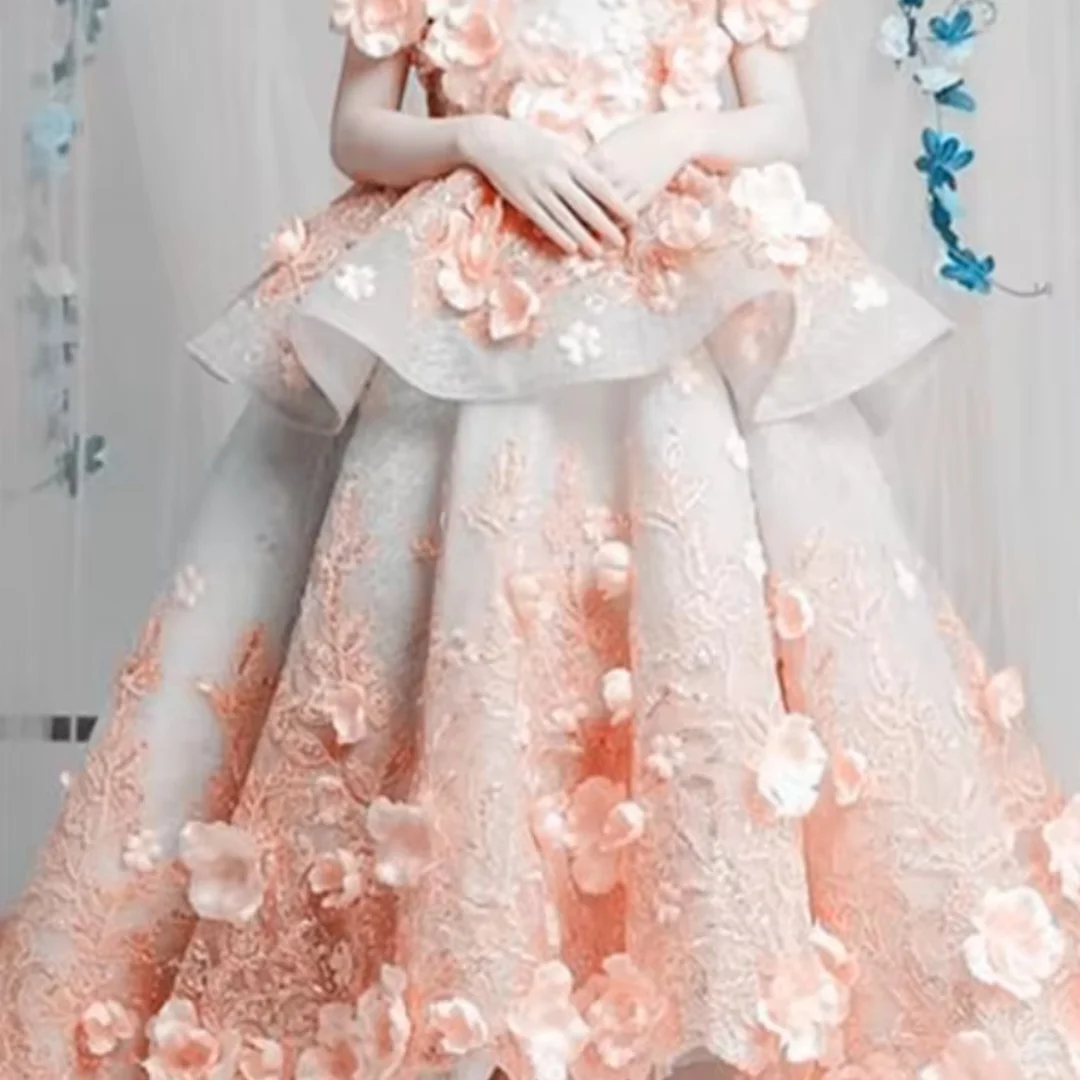 Luxurious pink flower girl dress, fluffy children's princess short-sleeve floor-length wedding tulle gown, custom dress for part
Luxurious pink flower girl dress, fluffy children's princess short-sleeve floor-length wedding tulle gown, custom dress for part