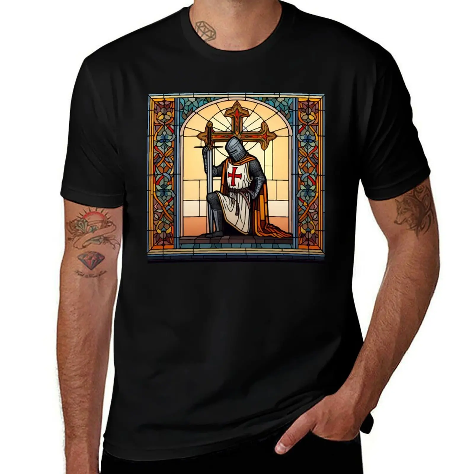Crusader Christian Knight Stained Glass T-Shirt cotton t shirt man man t shirt cotton man t shirts for men T-shirt
Crusader Christian Knight Stained Glass T-Shirt cotton t shirt man man t shirt cotton man t shirts for men T-shirt