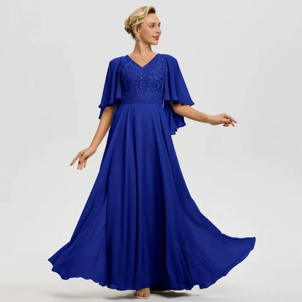 Customized V NeckMother of Bride Dresses Lace A Line Chiffon Flare Sleeve Occasion Gown robes Wedding Party Dresses
Customized V NeckMother of Bride Dresses Lace A Line Chiffon Flare Sleeve Occasion Gown robes Wedding Party Dresses
