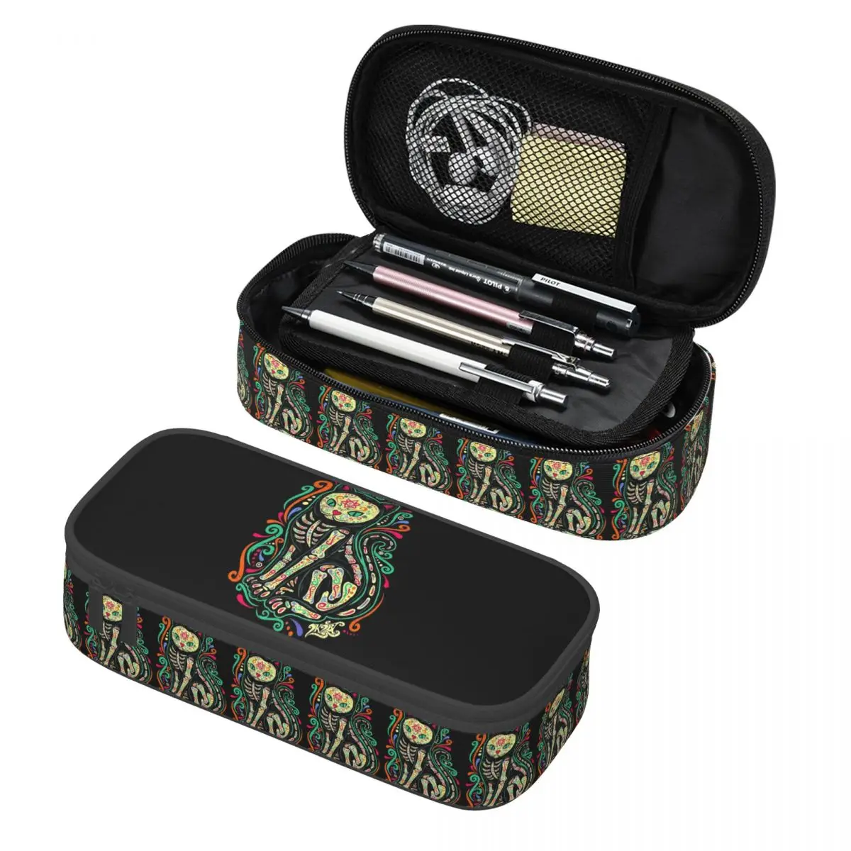 Day Of The Dead Halloween Cat Sugar Skull Pencil Cases Pen Holder Storage Stationery Supplies Large Storage Pen Box Pencil Bag
Day Of The Dead Halloween Cat Sugar Skull Pencil Cases Pen Holder Storage Stationery Supplies Large Storage Pen Box Pencil Bag