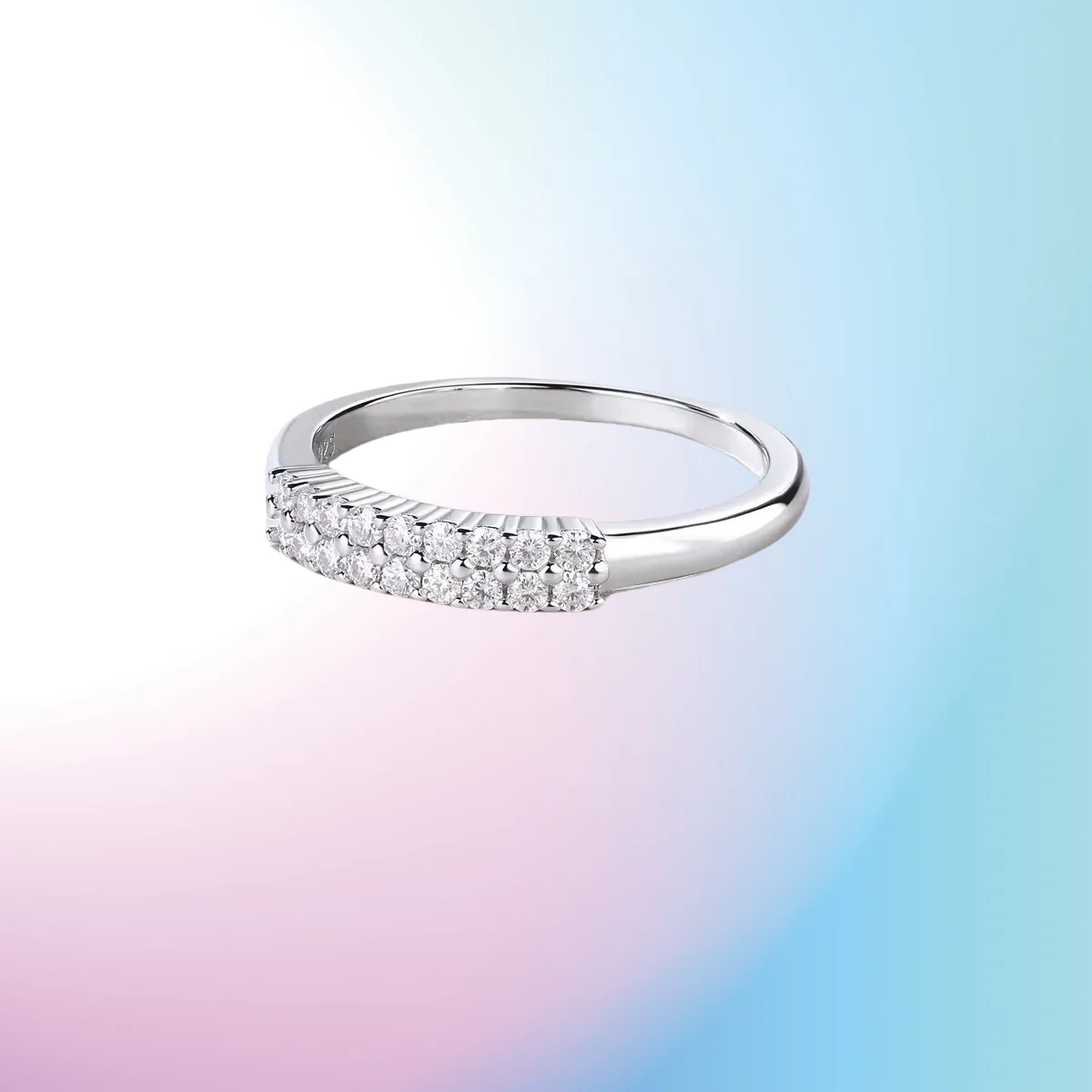 New 0.45CT D Color Moissanite Rings For Women S925 Silver Two Rows Of Diamond Settings Half Eternity Band luxury Fine Jewelry
New 0.45CT D Color Moissanite Rings For Women S925 Silver Two Rows Of Diamond Settings Half Eternity Band luxury Fine Jewelry