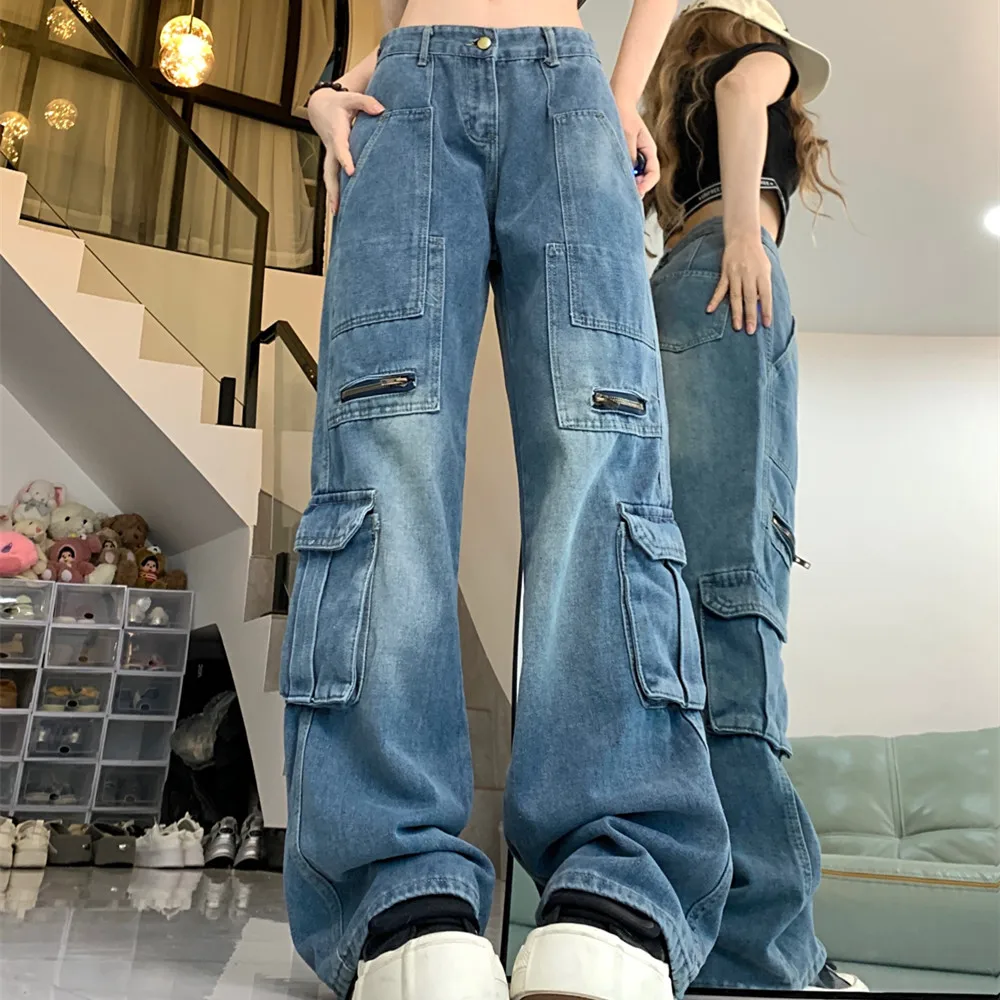 2024 New Heavy Industry Multi-Pocket Washed Cargo Pants Women Y2K Vintage Streetwear High-Rise Loose Straight-Leg Jeans
2024 New Heavy Industry Multi-Pocket Washed Cargo Pants Women Y2K Vintage Streetwear High-Rise Loose Straight-Leg Jeans