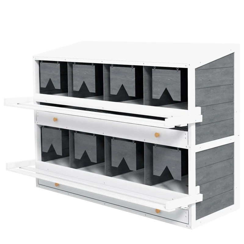 Chicken Nesting Box, 8 Compartment Wood Laying Boxes for Chicken Coop with Egg Collection Trays Perches for 16-32 Hens
Chicken Nesting Box, 8 Compartment Wood Laying Boxes for Chicken Coop with Egg Collection Trays Perches for 16-32 Hens