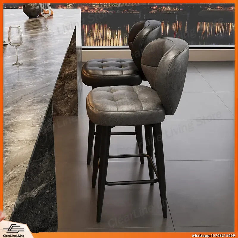 Light Luxury High-End Bar Stool Wrought Iron Swivel Bar Chair with Backrest for Kitchen Counter Dining Room Home Office High
Light Luxury High-End Bar Stool Wrought Iron Swivel Bar Chair with Backrest for Kitchen Counter Dining Room Home Office High
