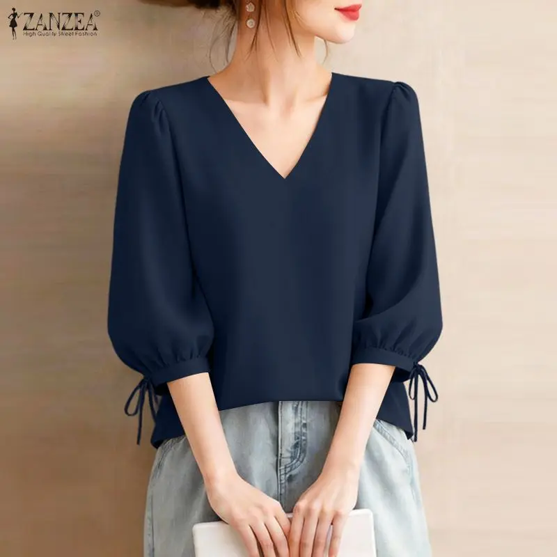 2026 ZANZEA Summer Office Shirt Women Solid Color Work Blouse Elegant V Neck 3/4 Sleeve Tunic Stylish Casual Holiday Tops Mujer
2026 ZANZEA Summer Office Shirt Women Solid Color Work Blouse Elegant V Neck 3/4 Sleeve Tunic Stylish Casual Holiday Tops Mujer