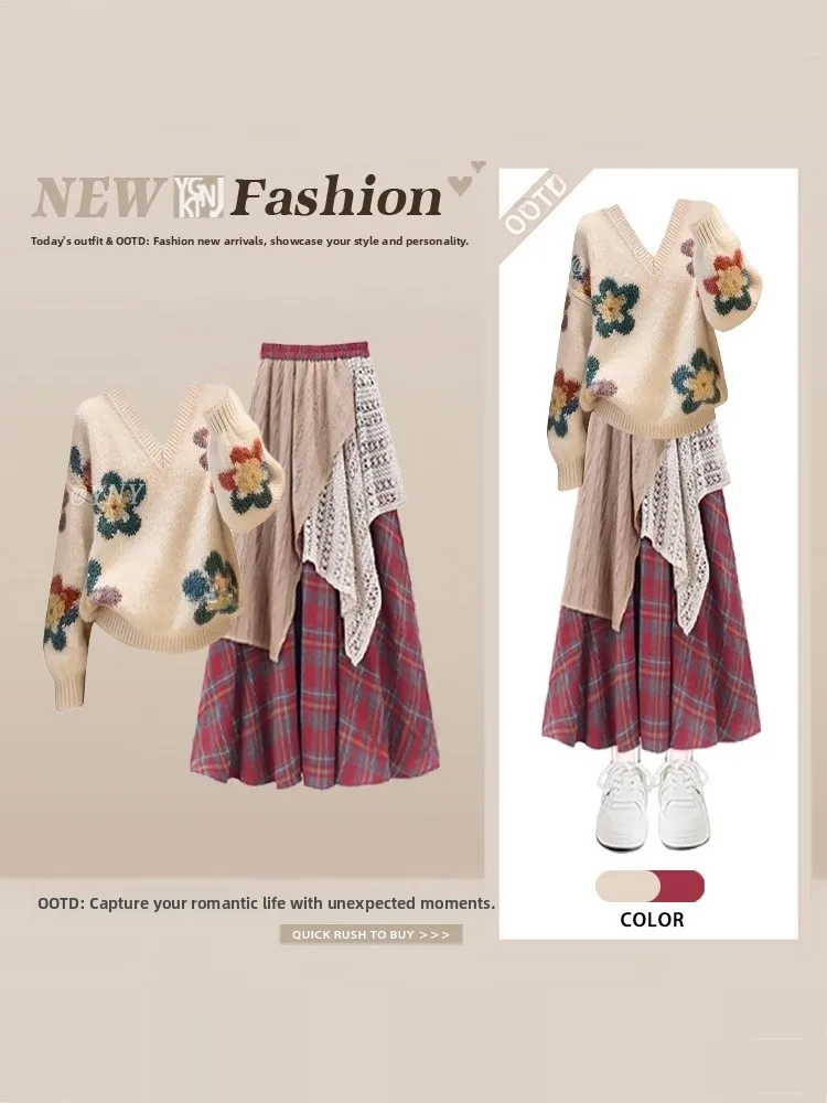 Spring Knitted Floral Pattern Sweater Bohemian Tourist Matching Half Skirt Two-Piece Set Women's Fashion Ensemble V-Neck Long...
Spring Knitted Floral Pattern Sweater Bohemian Tourist Matching Half Skirt Two-Piece Set Women's Fashion Ensemble V-Neck Long...