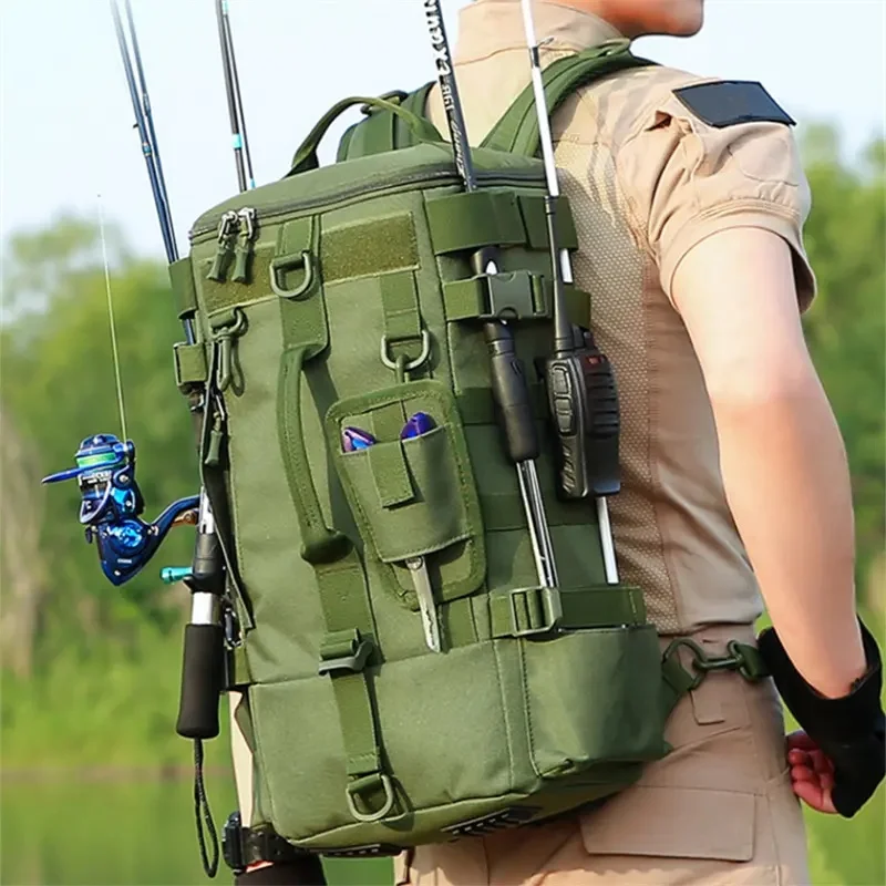 Multifunctional Fishing Backpack Tackle Bag with Rod Holders Fish Equipment Storage Molle Pack Camping Hiking Outdoor Sports Bag
Multifunctional Fishing Backpack Tackle Bag with Rod Holders Fish Equipment Storage Molle Pack Camping Hiking Outdoor Sports Bag