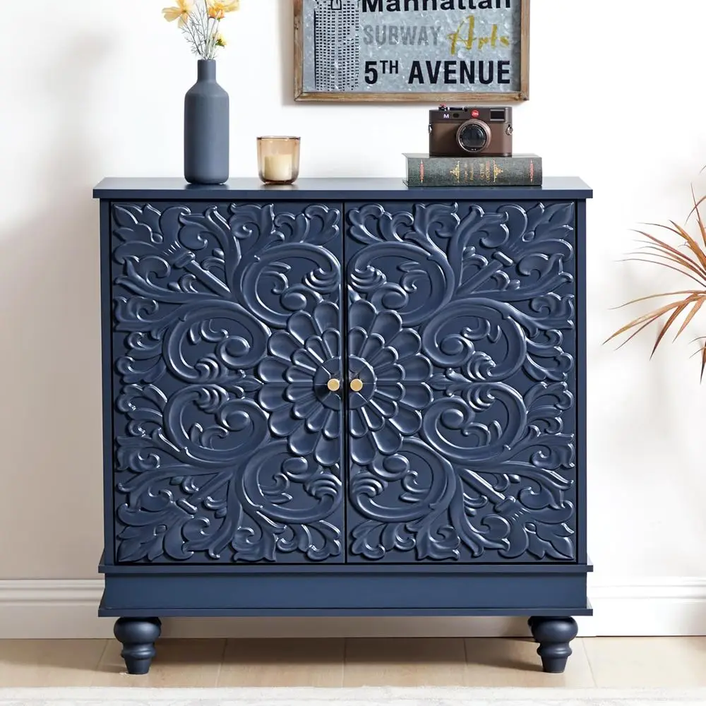 Night Blue Accent Cabinet with 2 Doors, Luxury Carved Storage Sideboard, Adjustable Shelves, Suitable for Entryway or Living Roo
Night Blue Accent Cabinet with 2 Doors, Luxury Carved Storage Sideboard, Adjustable Shelves, Suitable for Entryway or Living Roo