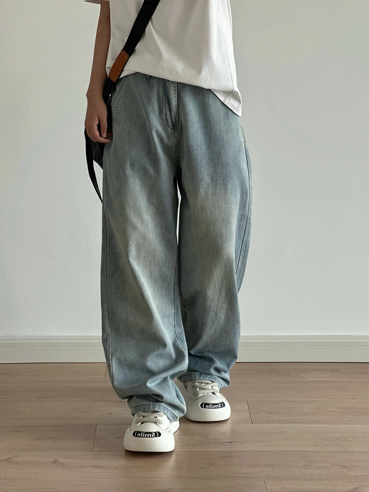 Летние свободные джинсы для папы, широкие брюки, синие винтажные прямые повседневные брюки свободного покроя с талией, тканевая застежка-молния
Летние свободные джинсы для папы, широкие брюки, синие винтажные прямые повседневные брюки свободного покроя с талией, тканевая застежка-молния