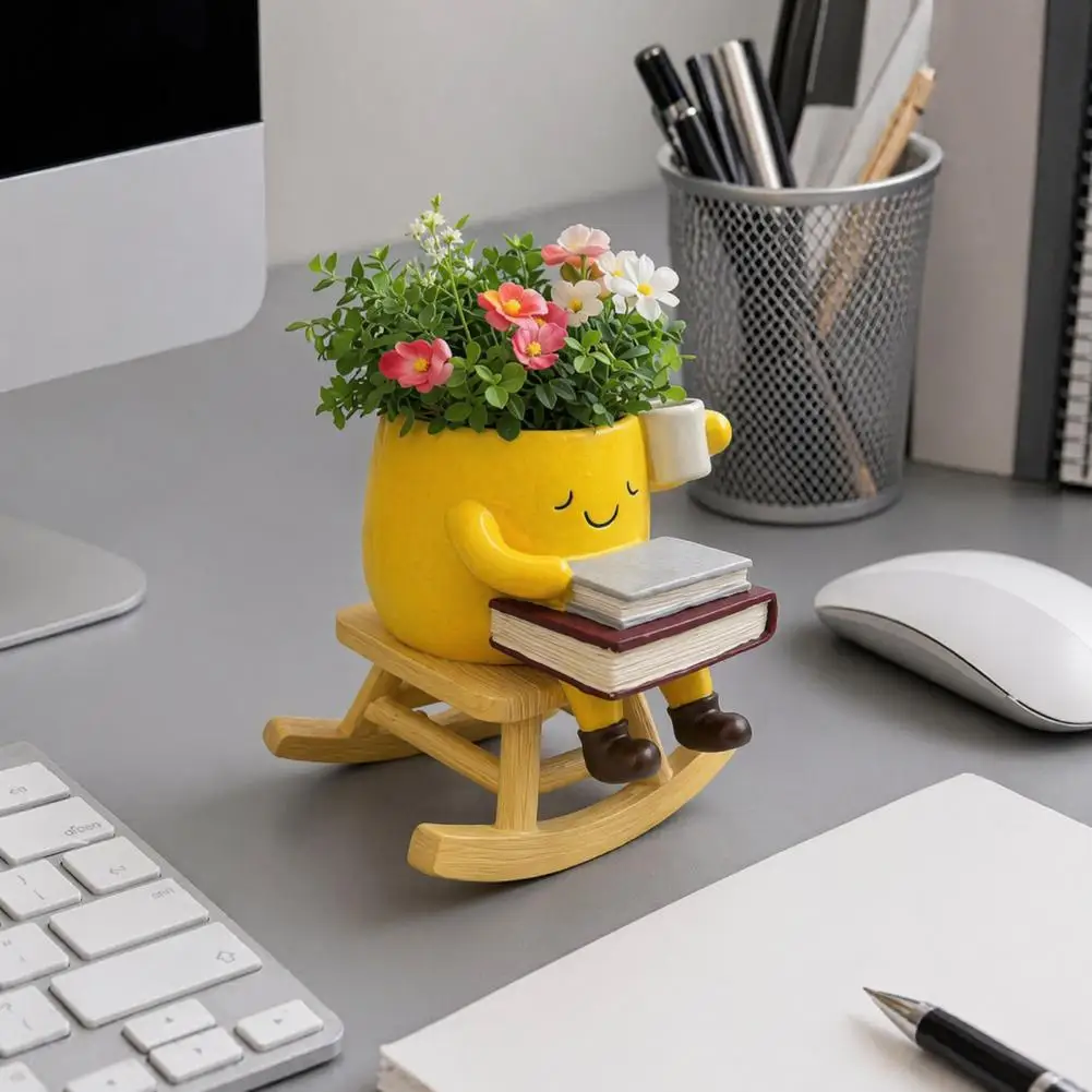 Resin Planter Chair Plant Pot with Smiling Face Resin Planter with Drainage Hole Cute Indoor Flowerpot for Home Decor
Resin Planter Chair Plant Pot with Smiling Face Resin Planter with Drainage Hole Cute Indoor Flowerpot for Home Decor