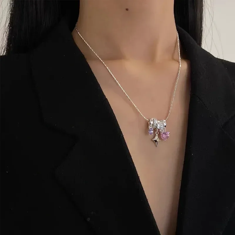 Fashion Punk Crystal Heart Pendant Necklace for Women Korean Stainless Steel Chain Star Choker Jewelry Gift
Fashion Punk Crystal Heart Pendant Necklace for Women Korean Stainless Steel Chain Star Choker Jewelry Gift