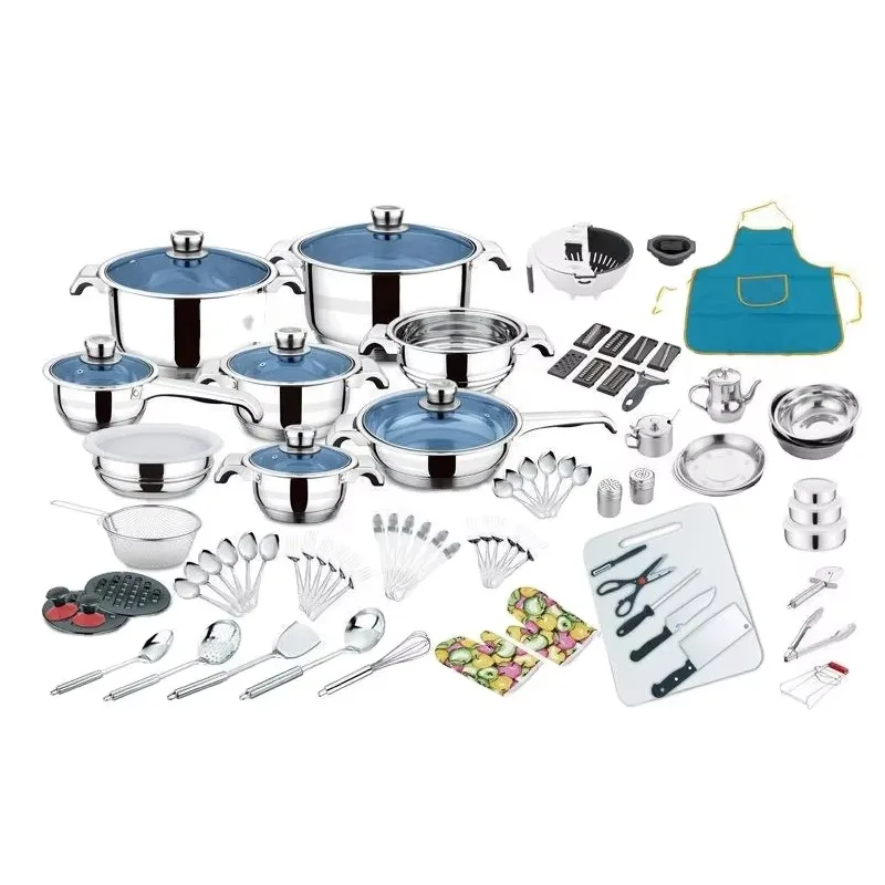 100-Piece Stainless Steel Non-stick Cookware Set, Custom Wholesale with Glass Lids
100-Piece Stainless Steel Non-stick Cookware Set, Custom Wholesale with Glass Lids