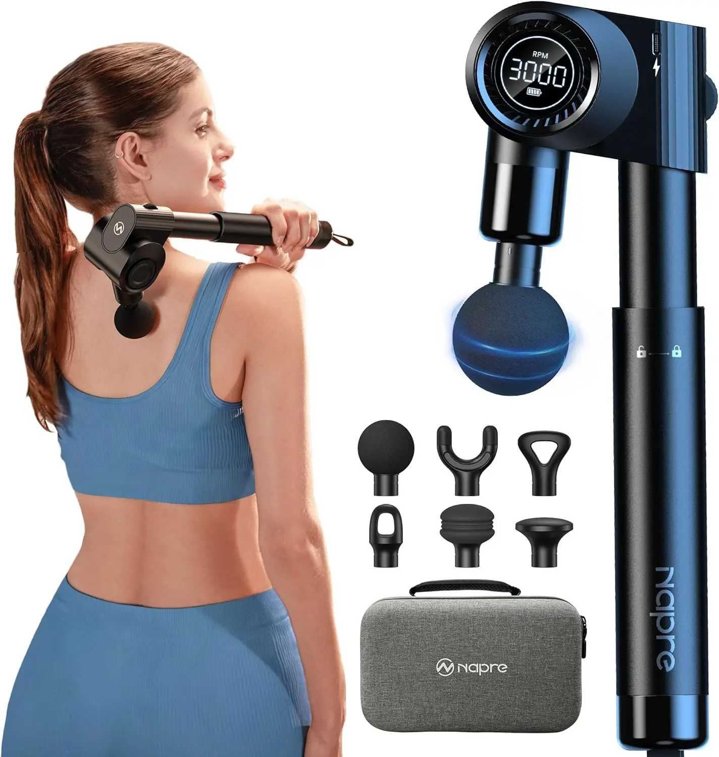 Foldable Massage Gun with Extension Handle & 5 Angles, Deep Tissue Back Massager, 32 Speeds, 6 Heads, Silent, Case Included
Foldable Massage Gun with Extension Handle & 5 Angles, Deep Tissue Back Massager, 32 Speeds, 6 Heads, Silent, Case Included