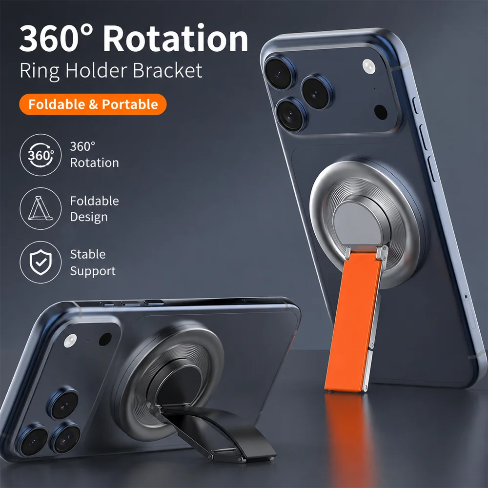 MagSafe Magnetic Phone Ring Holder 360° Rotating Finger Grip Stand, Foldable Metal Kickstand with Silicone Strap for IPhone
MagSafe Magnetic Phone Ring Holder 360° Rotating Finger Grip Stand, Foldable Metal Kickstand with Silicone Strap for IPhone