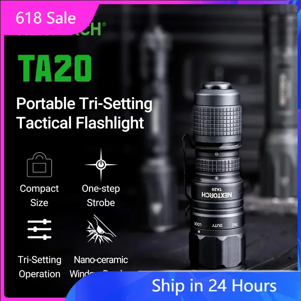 Nextorch TA20 Military Tactical Flashlight 1000 Lumens High Power LED USB-C Rechargeable EDC Camping Torch
Nextorch TA20 Military Tactical Flashlight 1000 Lumens High Power LED USB-C Rechargeable EDC Camping Torch