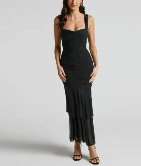 Women's Dress with Suspender Double-Layer Mesh Splicing, Sexy and Spicy Girl Tight Fitting Elegant Pleated Fishtail Skirt
Women's Dress with Suspender Double-Layer Mesh Splicing, Sexy and Spicy Girl Tight Fitting Elegant Pleated Fishtail Skirt