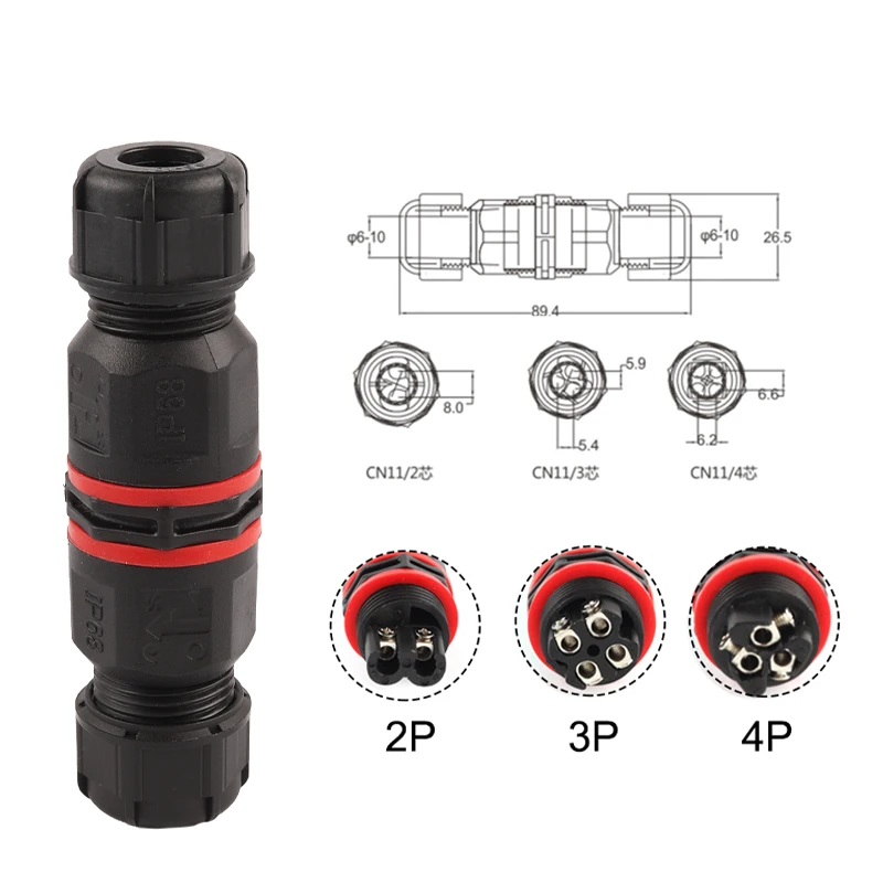 2/3/4Pin IP68 Waterproof Connector Electrical Screw Type Power Cable Conector Junction Box 6-10mm for Outdoor Led Light
2/3/4Pin IP68 Waterproof Connector Electrical Screw Type Power Cable Conector Junction Box 6-10mm for Outdoor Led Light