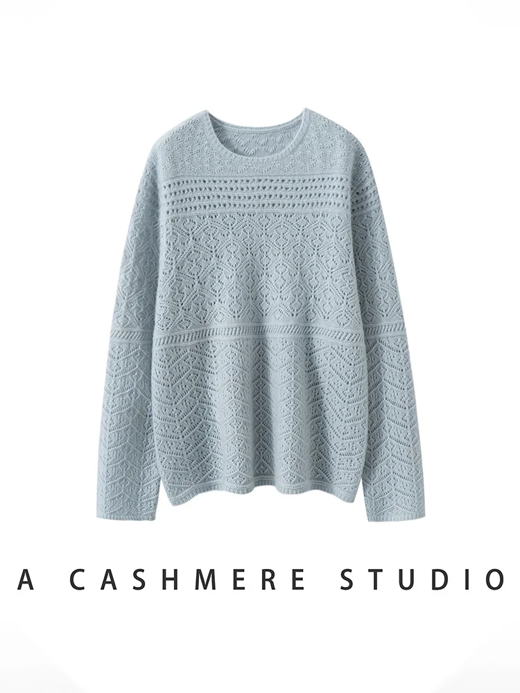 High Quality Women's Cashmere Sweater Hollow Out Pullover Autumn Winter O-neck 100% Cashmere Knitwear Loose French Style Clothes
High Quality Women's Cashmere Sweater Hollow Out Pullover Autumn Winter O-neck 100% Cashmere Knitwear Loose French Style Clothes
