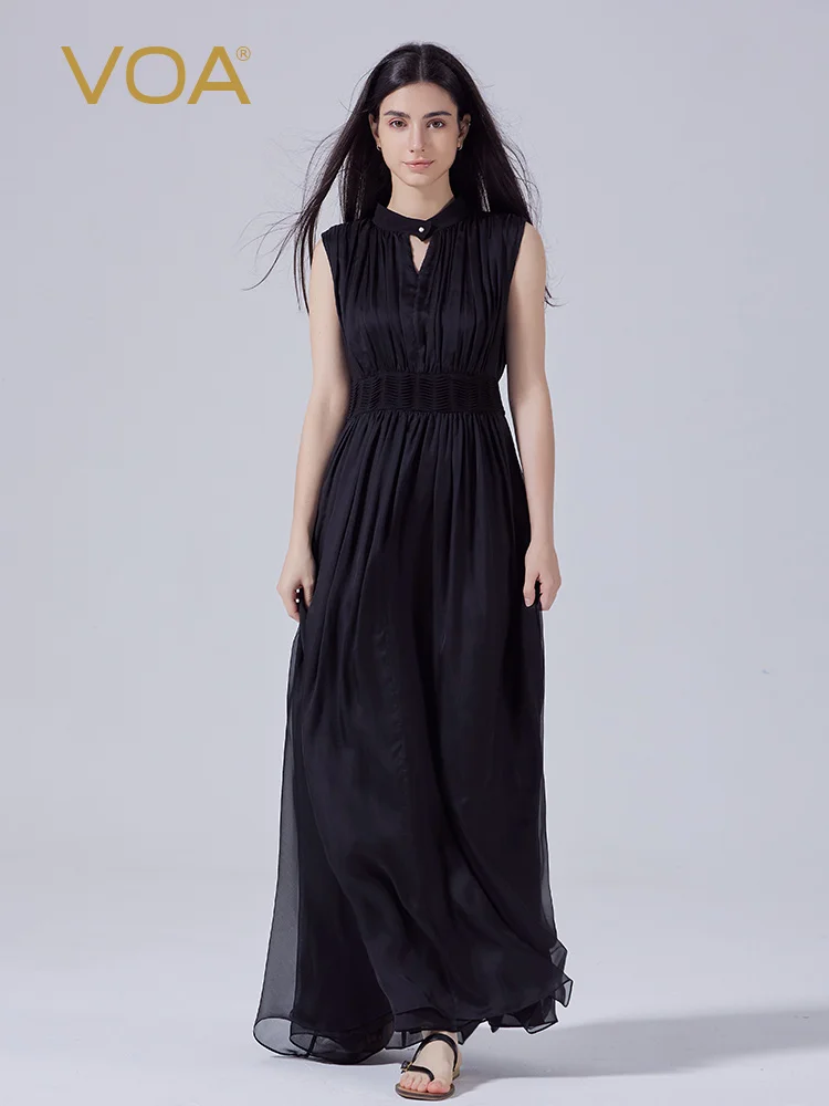 VOA100% mulberry silk ink dance yarn chiffon black Chinese elegant sleeveless thin silk dress dress
VOA100% mulberry silk ink dance yarn chiffon black Chinese elegant sleeveless thin silk dress dress