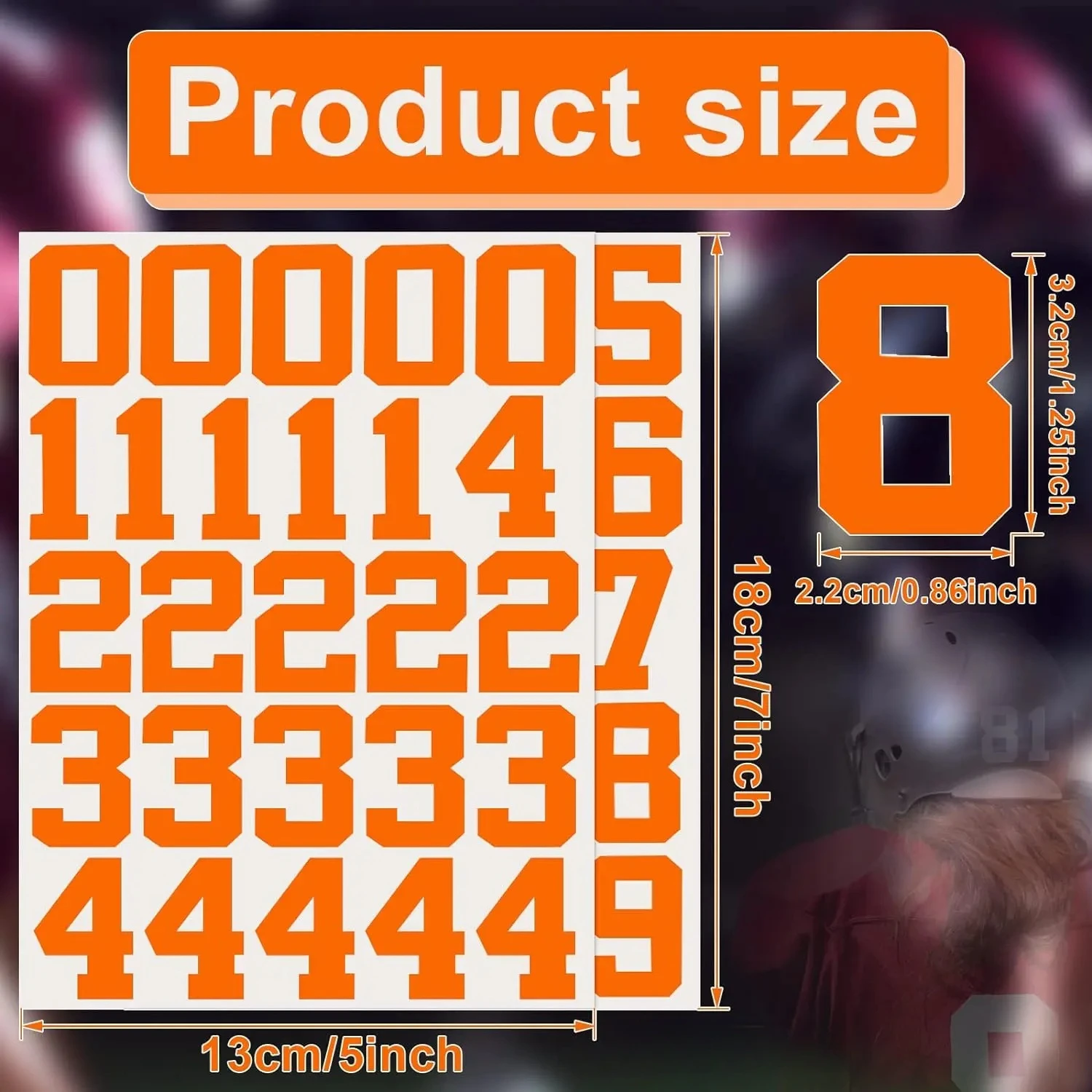 suitable for front fairing, side fairing, fuel tank Orange motorcycle helmet decorative sticker, digital baseball pattern
suitable for front fairing, side fairing, fuel tank Orange motorcycle helmet decorative sticker, digital baseball pattern