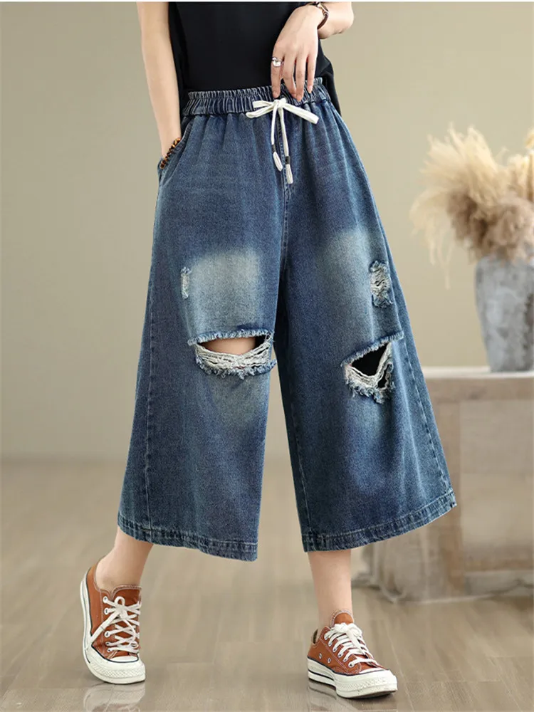 2025 summer Vintage Washed Ripped Denim Wide Leg Pants Loose Oversized Personalized Straight Jeans Women's Cropped Trousers
2025 summer Vintage Washed Ripped Denim Wide Leg Pants Loose Oversized Personalized Straight Jeans Women's Cropped Trousers
