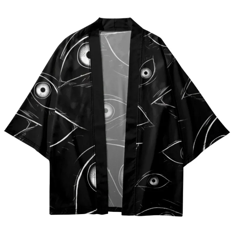 Women Men Haori Yukata Streetwear Casual Cartoon Eye Printed Black Kimono Beach Shorts Cardigan Summer Couple
Women Men Haori Yukata Streetwear Casual Cartoon Eye Printed Black Kimono Beach Shorts Cardigan Summer Couple