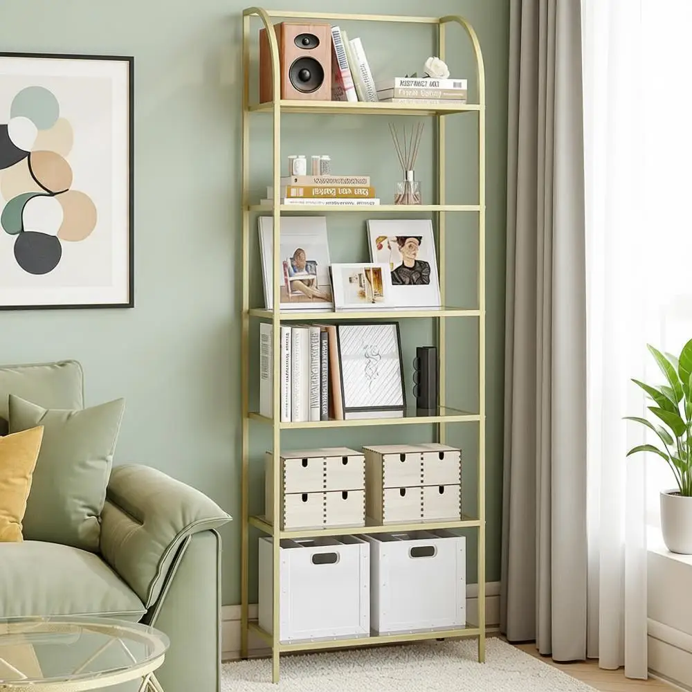 6-Tier Tempered Glass Arched Bookshelf - Sleek Storage for Home, Office, and More
6-Tier Tempered Glass Arched Bookshelf - Sleek Storage for Home, Office, and More