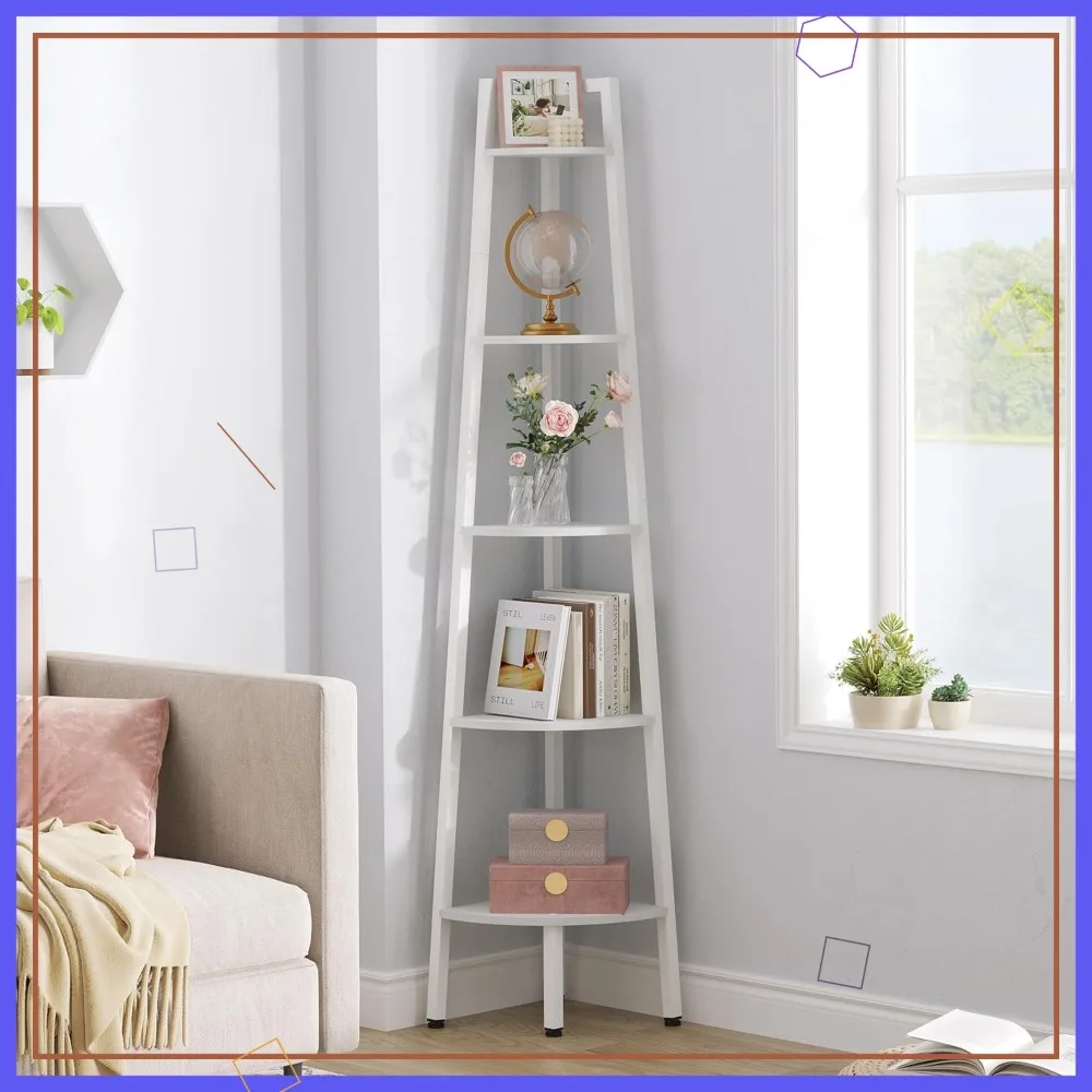 5-Tier Corner Bookshelf, Rustic Ladder Shelf for Living Room, Kitchen, Home Office, Balcony, Small Space
5-Tier Corner Bookshelf, Rustic Ladder Shelf for Living Room, Kitchen, Home Office, Balcony, Small Space