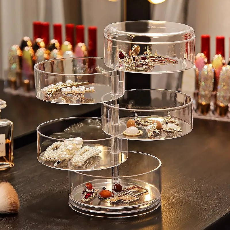 Jewelry storage box made of transparent acrylic, suitable for bedroom use, with rotating function to prevent dust, featuring jew
Jewelry storage box made of transparent acrylic, suitable for bedroom use, with rotating function to prevent dust, featuring jew