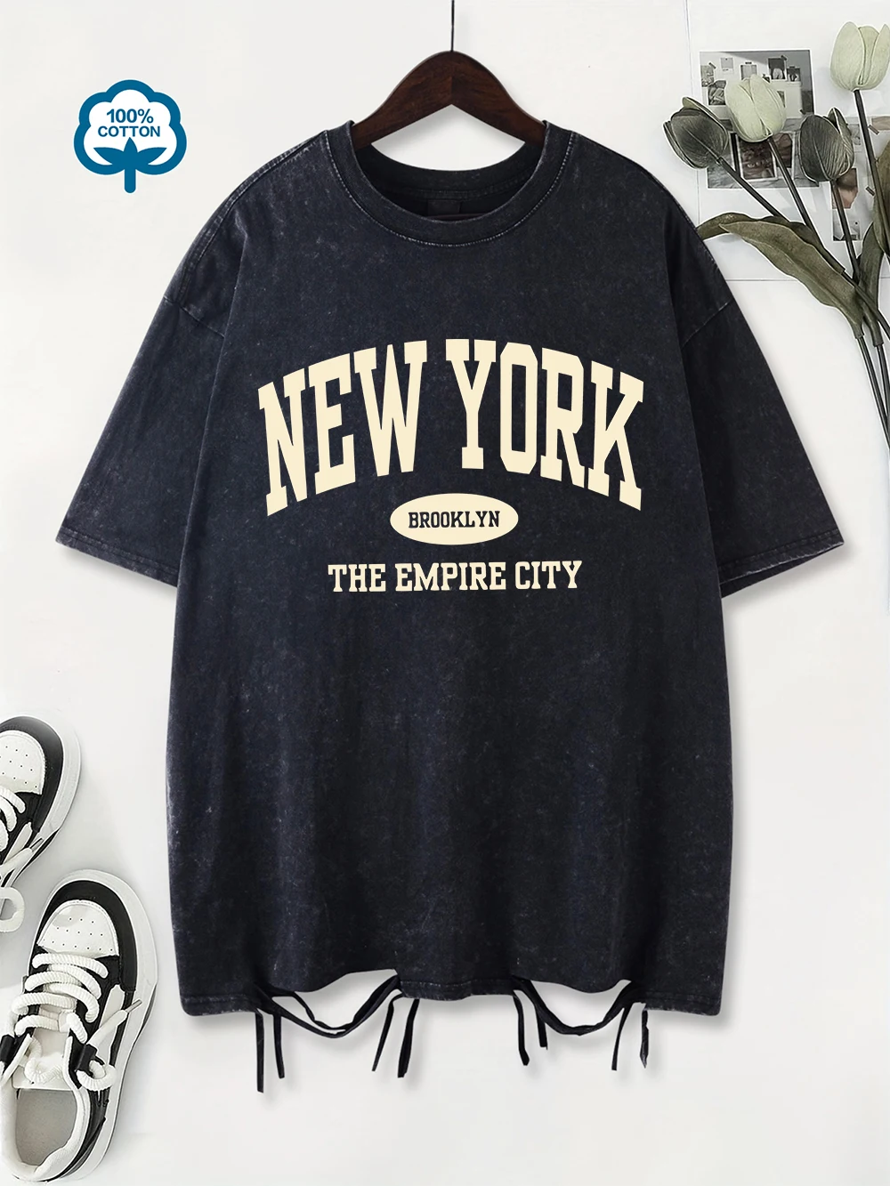 100% Cotton Washed T-Shirt Women Oversized New York Brooklyn Letter Printed T Shirt O-Neck Distressed Holes Tops Summer Clothes
100% Cotton Washed T-Shirt Women Oversized New York Brooklyn Letter Printed T Shirt O-Neck Distressed Holes Tops Summer Clothes