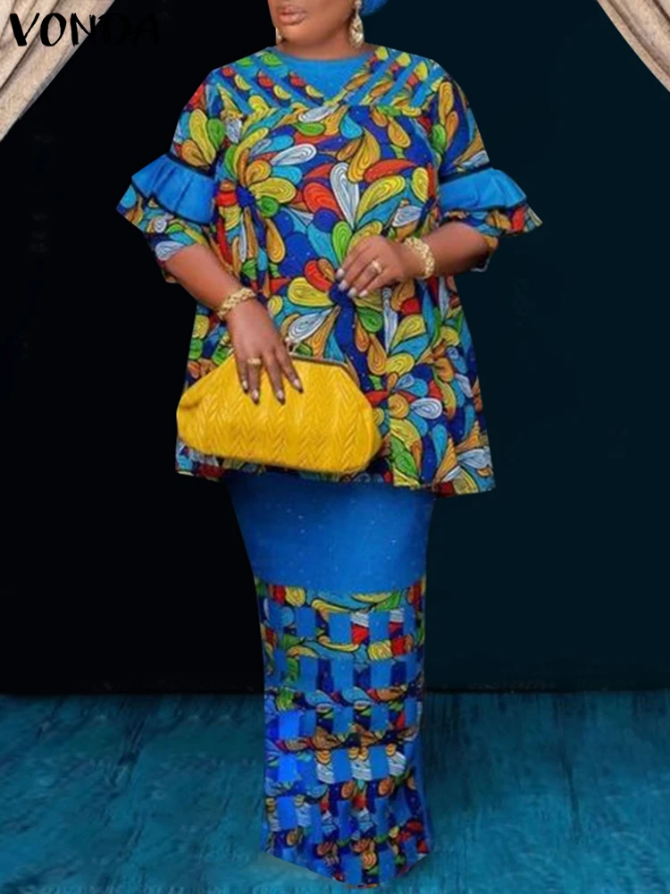 Plus Size 5XL VONDA Women Sets Vintage Dress Suits Fashion Flare Sleeve Floral Printed Tops And A Line Skirts 2025 Matching Sets
Plus Size 5XL VONDA Women Sets Vintage Dress Suits Fashion Flare Sleeve Floral Printed Tops And A Line Skirts 2025 Matching Sets