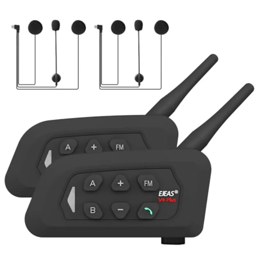 Motorcycle helmet intercom headset for 4 riders, ABS plastic, black, Bluetooth 5.1 with FM radio and CVC noise reduction
Motorcycle helmet intercom headset for 4 riders, ABS plastic, black, Bluetooth 5.1 with FM radio and CVC noise reduction