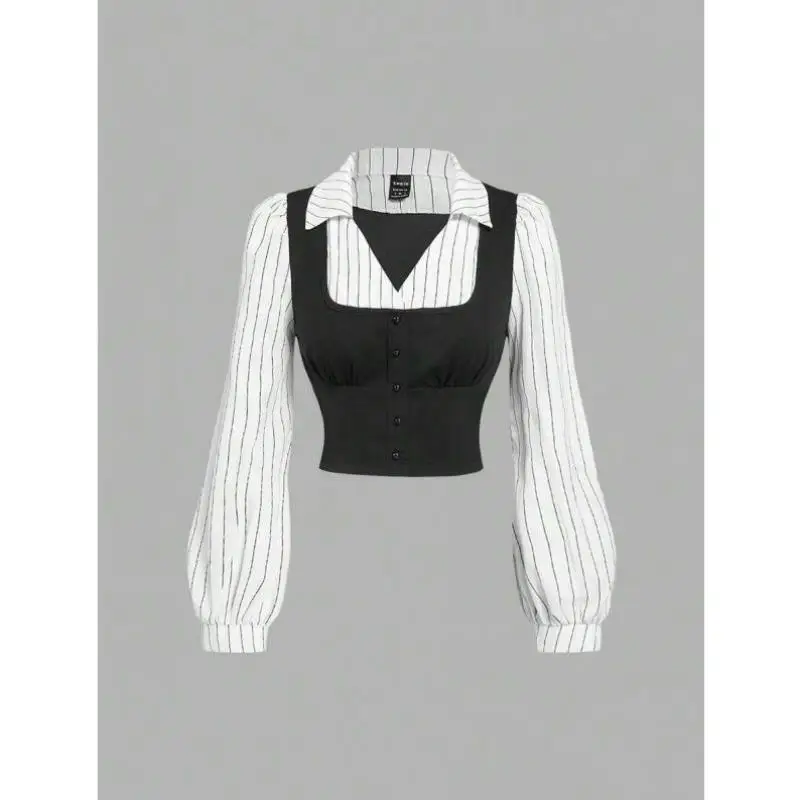 Женская полосатая блузка с принтом Long Sve, белый комплект из двух предметов, модное осеннее новое поступление, облегающий воротник Inne...
Женская полосатая блузка с принтом Long Sve, белый комплект из двух предметов, модное осеннее новое поступление, облегающий воротник Inne...