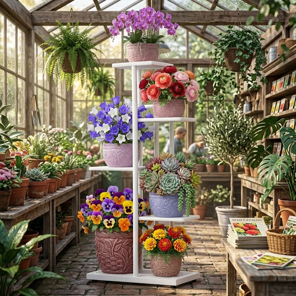 5 Tier White Metal Plant Display Shelf Indoor Outdoor Flower Stand Multi Level Flower Pot Rack For Living Room Balcony Patio Ga
5 Tier White Metal Plant Display Shelf Indoor Outdoor Flower Stand Multi Level Flower Pot Rack For Living Room Balcony Patio Ga
