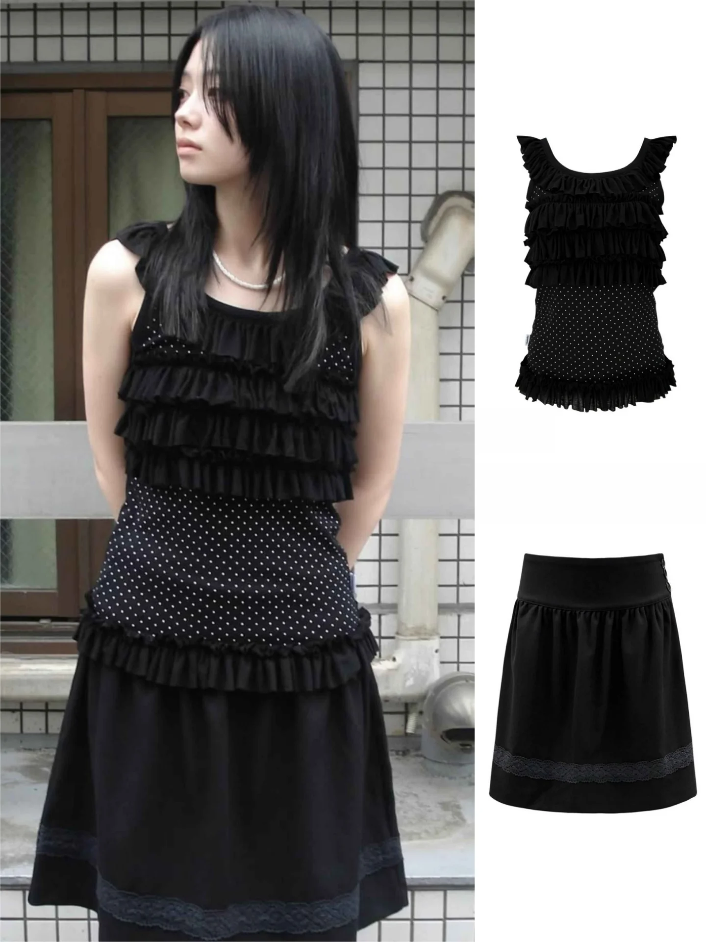 Unique SEI Korean Early Style Lace Trimmed Skirt Vest Top Layered Cake Design Backless Half Body Midi Skirt Women's Clothing
Unique SEI Korean Early Style Lace Trimmed Skirt Vest Top Layered Cake Design Backless Half Body Midi Skirt Women's Clothing