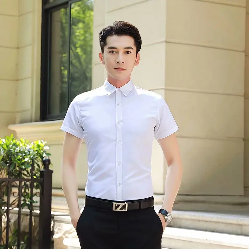 Bla Casual Summer irt Men's ort Sve Profional Busin Formal Wear Elastic Slim Fit Workwear Polyester Fiber
Bla Casual Summer irt Men's ort Sve Profional Busin Formal Wear Elastic Slim Fit Workwear Polyester Fiber
