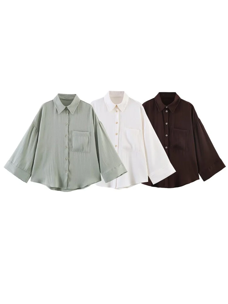2026 Women Summer Shirts Blouses Tops Fashion Solid Loose Turn-Down Collar Pocket Female Elegant Street Top Clothing
2026 Women Summer Shirts Blouses Tops Fashion Solid Loose Turn-Down Collar Pocket Female Elegant Street Top Clothing
