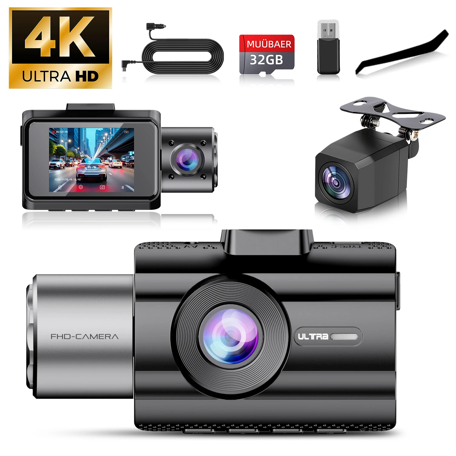 Dash Cam for Cars 3 Channel Car DVR 4K Camera Video Recorder Front and Rear Inside View Camera for Vehicle Three Way Dashcam
Dash Cam for Cars 3 Channel Car DVR 4K Camera Video Recorder Front and Rear Inside View Camera for Vehicle Three Way Dashcam
