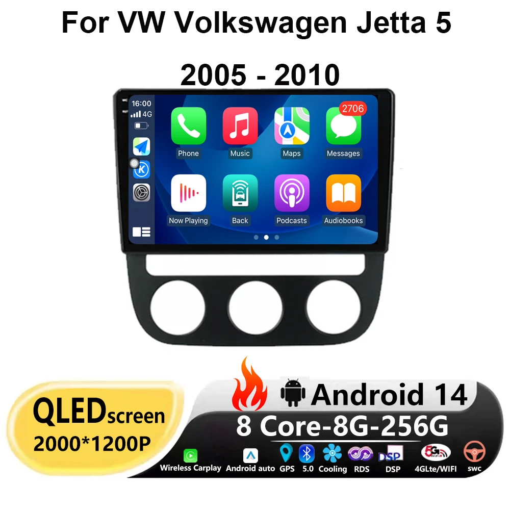 9'' QLED Android 14 For VW Volkswagen Jetta 5 2005 - 2010 Car Radio Player Stereo Multimedia GPS Navigation Player Screen WIFI
9'' QLED Android 14 For VW Volkswagen Jetta 5 2005 - 2010 Car Radio Player Stereo Multimedia GPS Navigation Player Screen WIFI