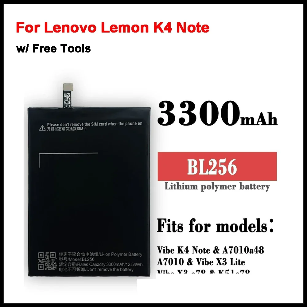 Аккумулятор BL256 на 3300 мАч для Lenovo Vibe K4 Note Lemon K4note / X3 Lite K51c78 / A7010 + Инструменты
Аккумулятор BL256 на 3300 мАч для Lenovo Vibe K4 Note Lemon K4note / X3 Lite K51c78 / A7010 + Инструменты