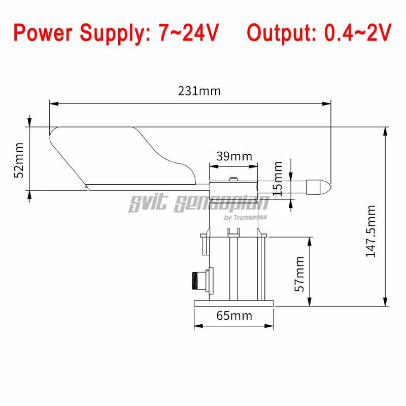 Trumsense STTWD724042C Polycarbon Wind Orientation Sensor Anemoscope 7 to 24V Power 0.4 to 2V Output for Breeding or Industry
Trumsense STTWD724042C Polycarbon Wind Orientation Sensor Anemoscope 7 to 24V Power 0.4 to 2V Output for Breeding or Industry