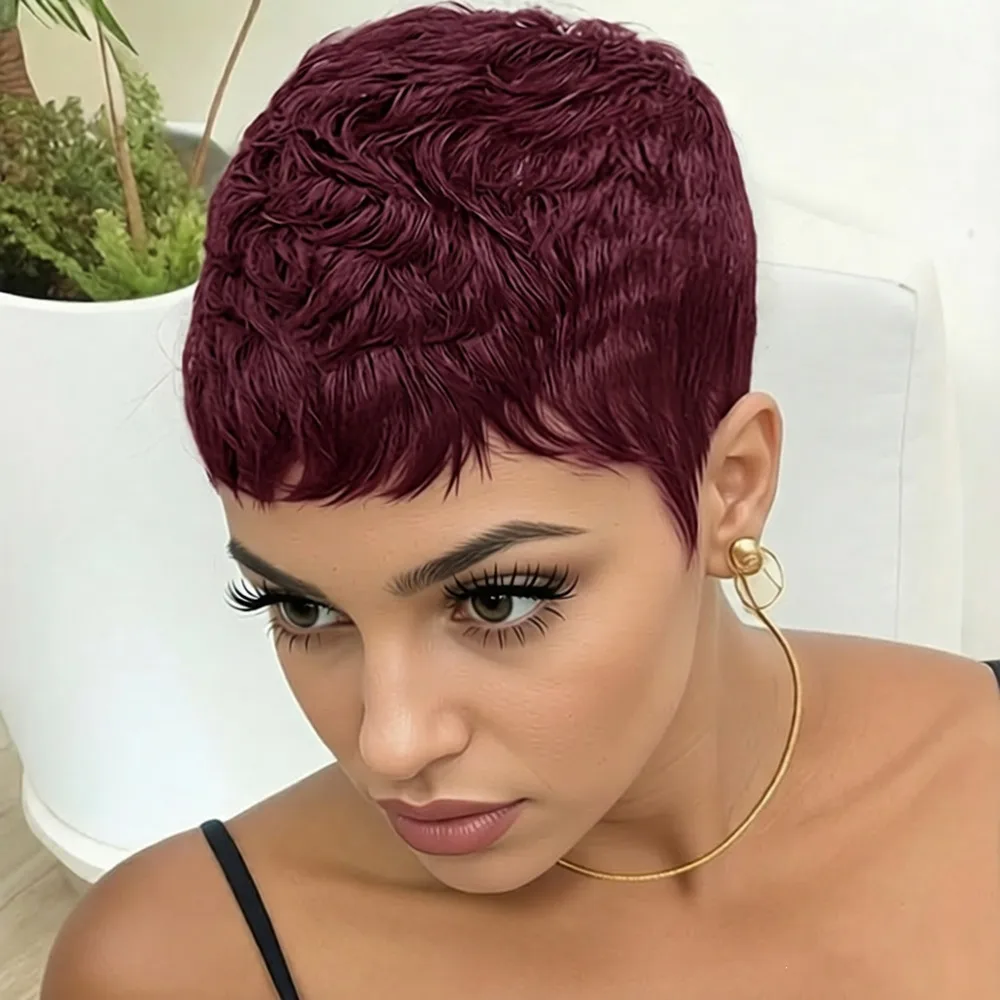 Парик из натуральных волос, стрижка пикси, машинной работы, 150% плотность, короткий, прямой, многослойный, коричневый с бордовым оттенком, из натуральных волос Реми.
Парик из натуральных волос, стрижка пикси, машинной работы, 150% плотность, короткий, прямой, многослойный, коричневый с бордовым оттенком, из натуральных волос Реми.