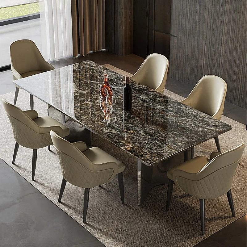 Natural luxury stone dining table household high-end rectangular marble dining table
Natural luxury stone dining table household high-end rectangular marble dining table