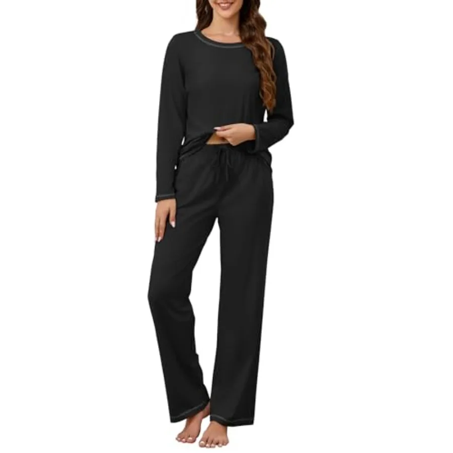 Womens Pajamas Sets 100% Cotton 2 Pcs Lounge Set Long Sleeve Tops and Pants Soft Pjs Sleepwear with Pockets
Womens Pajamas Sets 100% Cotton 2 Pcs Lounge Set Long Sleeve Tops and Pants Soft Pjs Sleepwear with Pockets