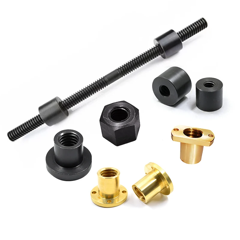 Integrated Positive Negative Trapezoidal Lead Screw Copper Steel Cut Edge Nut Ball Screw Core Component Sizes T12 16 20 25 30 32